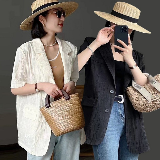 모던허니 여성 여름 오버핏 55 66 77 반팔 자켓 썸머 하객룩 출근룩