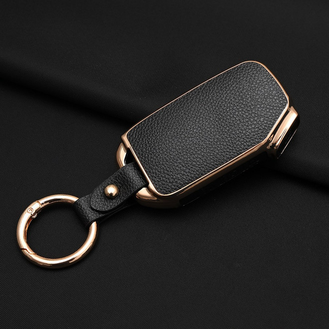 기아 호환 프리미엄 TPU 가죽 자동차 스마트 키 케이스 차 키홀더, 4버튼TL72, 블랙골드