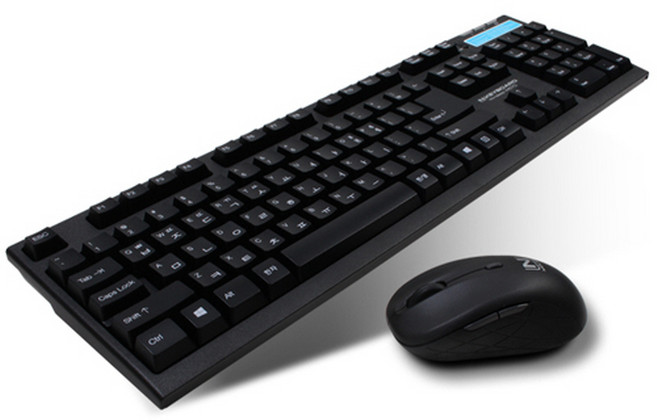 스카이디지탈 NKEYBOARD W570 무선 키보드 마우스 세트 [키스킨 포함], 블랙