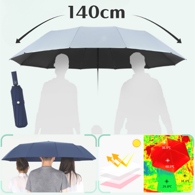 이숍 킹사이즈 골프우산 초대형 30K UV차단 자동 양산, 140cm 30K 킹사이즈, 네이비, 1개