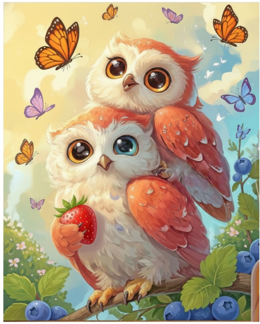 보석십자수 캔버스형 부엉이 diy 40 x 50 cm, 1개, CH079