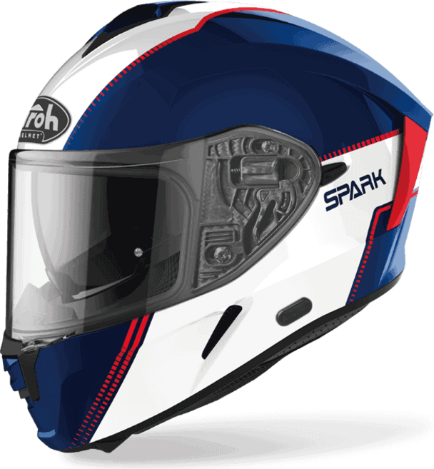Airoh SPARK 摩托車安全帽 透氣舒適 防霧抗刮鏡片 安全防護, 藍/白