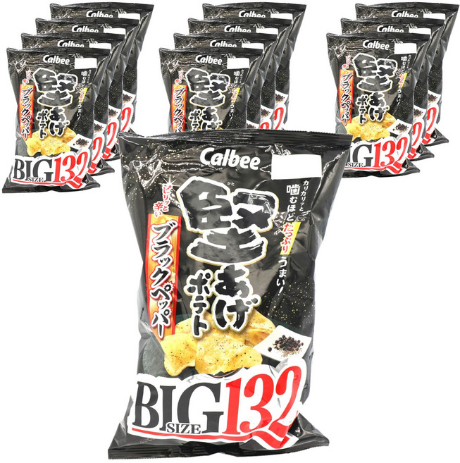 Calbee 卡樂比 堅脆洋芋片 黑胡椒口味 大包裝, 12個, 132g
