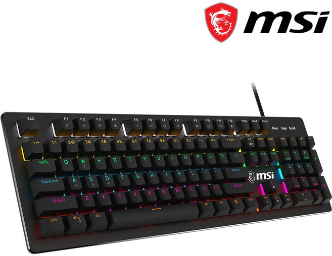 MSI FORGE GK300 RGB 게이밍 유선 키보드 청축, MSI FORGE GK300 키보드, 블랙