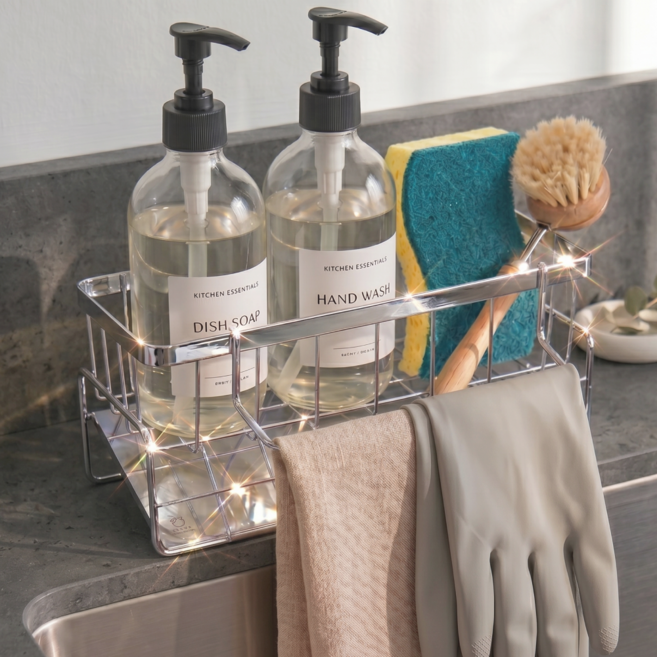 키친앤 올스텐 자동 물빠짐 수세미 거치대, 1개, 실버