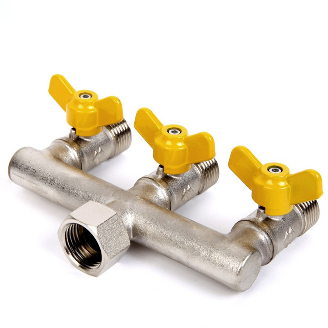15A 황동 4구 잠금 볼밸브 분배기 수도 배관 부속품, 1개