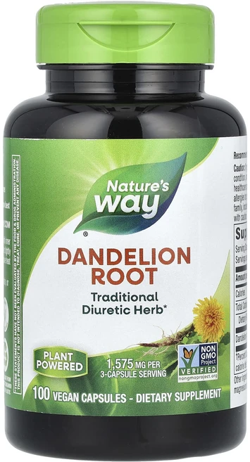 Nature's Way 민들레 뿌리 1575mg 베지 캡슐 100정(캡슐 1정당 525mg), 1개, 100정 - 쿠팡