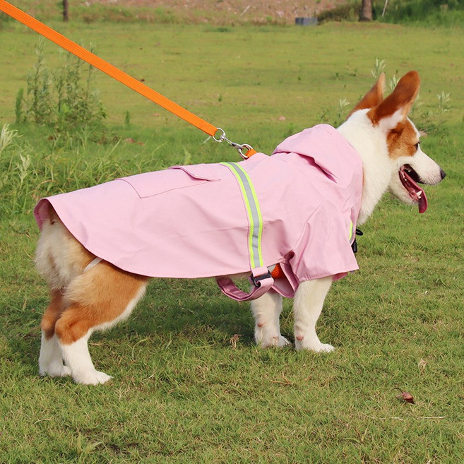 미우프 강아지 비옷 레인코트 올인원 판초 우비 우의 반려동물 대형견 소형, 옐로우, 1개