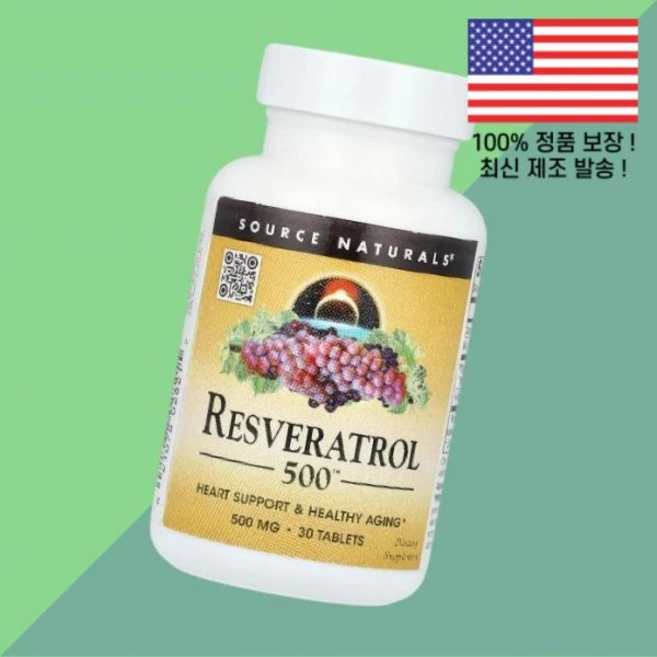 소스 내추럴스 레스베라트롤 레즈베라트롤 라스베라트롤 레스베라톨 500 500mg 30정 Source Naturals Resveratrol 30 Tablets, 1개 - 쿠팡