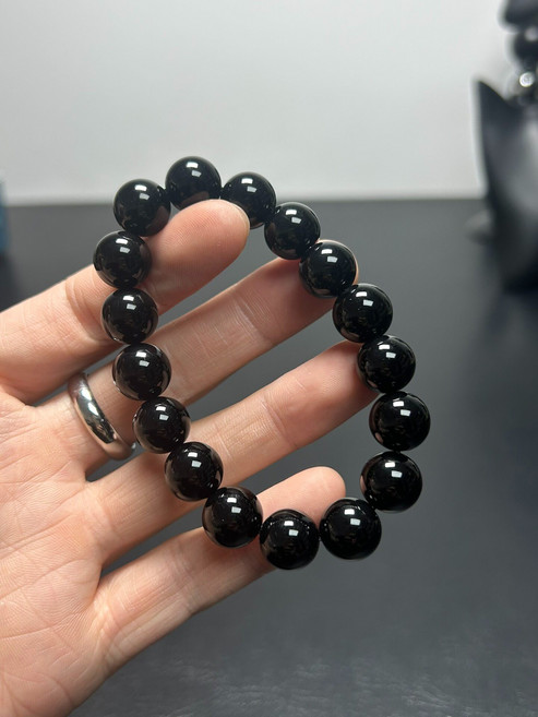 天然黑瑪瑙手串 12mm