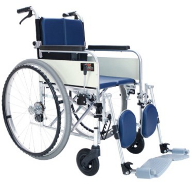 미키코리아 보장구 휠체어 HSA-8D 노인 장애인 요양원 휠체어, 400, 01(패브릭파랑), 1개