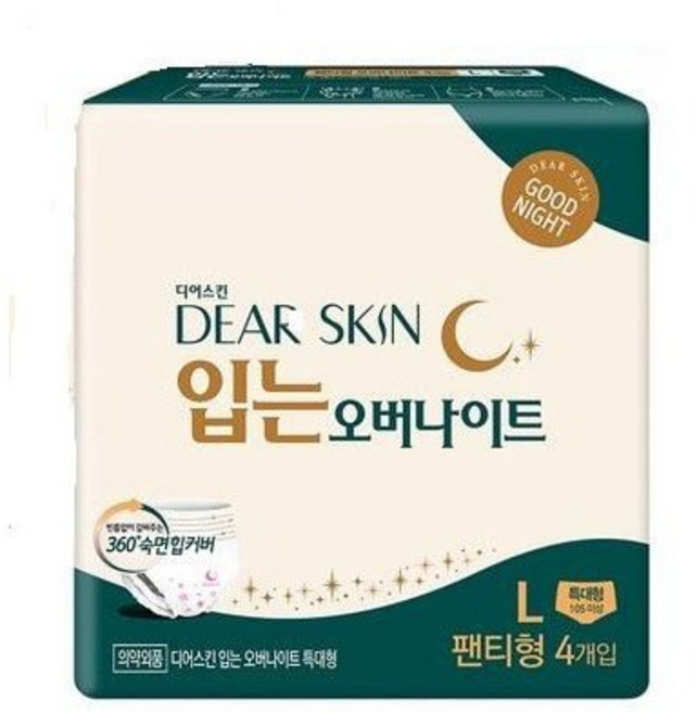디어스킨 에어엠보 입는 오버나이트 생리대 특대형 팬티형, 4개입, 1개