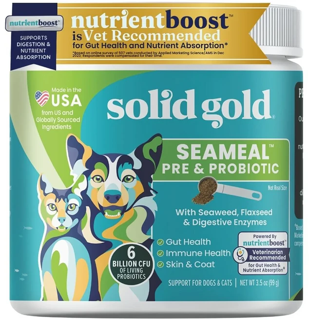 헁복하고 건강하세요 Solid Gold SeaMeal™ 프리바이오틱 & 프로바이오틱 강아지 및 고양이용 99g(3.5oz) 늘 챙기셔야합니다, SolidGoldSeaMeal프리바이오틱프로바이오틱강아 - 쿠팡
