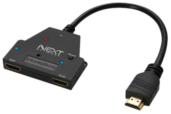 NEXT-0102SPC4K 1x2 HDMI 1.4 분배기 /4K30Hz/케이블 일체형, NEXTU 0102SPC4K, 1개