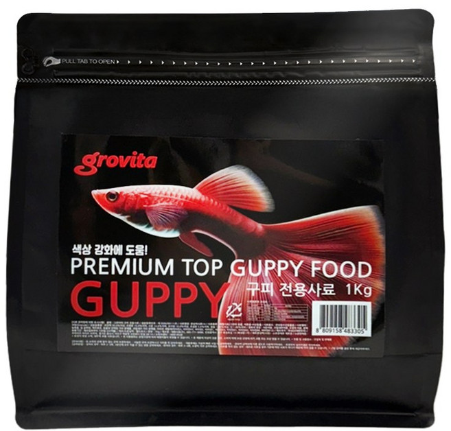 그로비타 구피 열대어 전용사료 대용량 1kg, 1개, 1.8L