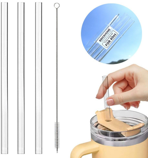 스탠리 스타벅스 40oz 1.18L 텀블러 호환 트라이탄 빨대 3P + 세척솔 세트, 1개