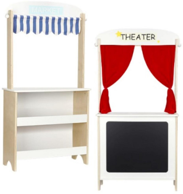 슈퍼마켓 가판대 인형극 역할놀이 원목 유치원 가게 물건사기 장난감 완구 남아 아들, 1개