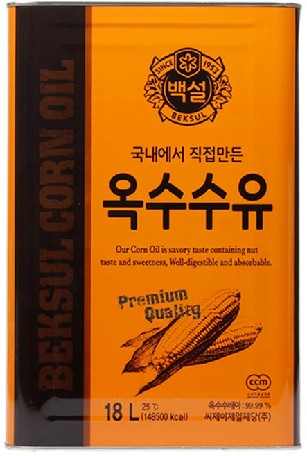 백설 옥수수유, 1개, 18L