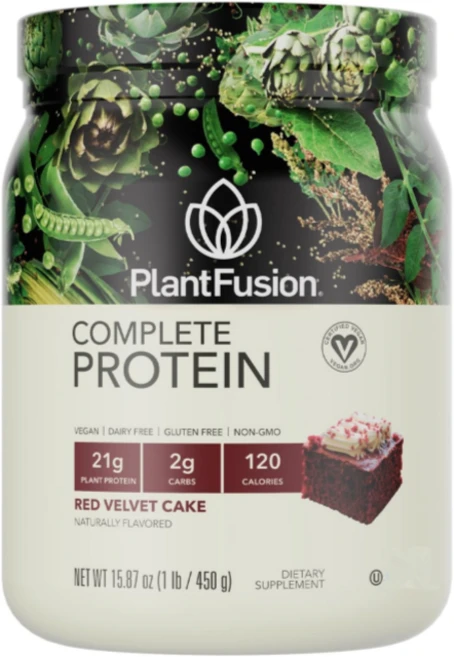 [해외]PlantFusion Complete Vegan Protein Powder Red Velvet Cake 플랜트퓨전 컴플리트 비건 프로틴 파우더 레드 벨벳 케이크 맛, 1개, 450g - 쿠팡