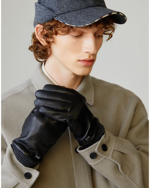 [닥스][남성장갑][연말선물추천](선물포장+쇼핑백증정)블랙 양가죽 니트시보리 스마트폰터치 장갑