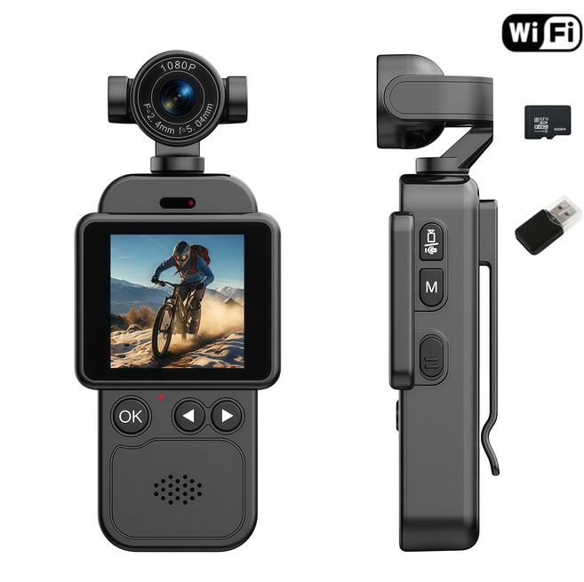 Selara 휴대용 초소형 액션캠 360도 회전렌즈 wifi 초고화질 자전거 오토바이 블랙박스, 블랙, H13V