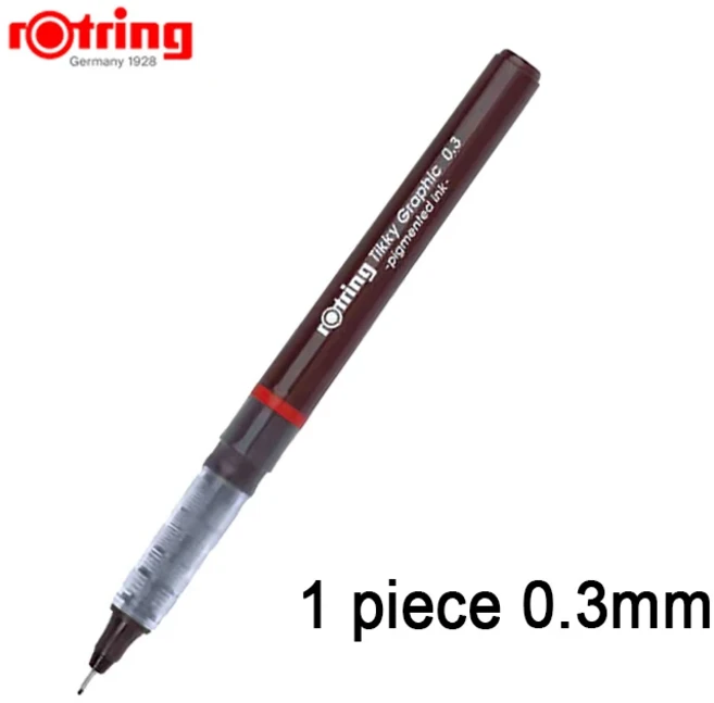 Rotring Tikky 그래픽 펜 검정색 안료 잉크 다공성 포인트 드로잉 디자인 1개, 03 0.3mm
