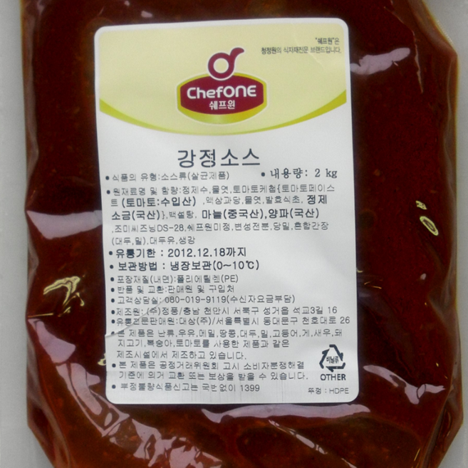 쉐프원 강정소스 2kg/청정원소스, 2kg, 1개