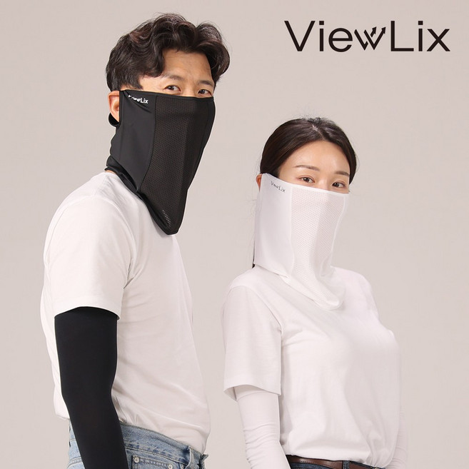 뷰릭스 UV 자외선차단마스크 냉감 골프 자전거 등산 러닝 쿨링 마스크 3색상 선택구성, L, 베이지2+화이트2+팔토시2장(블랙+화이트), 1개