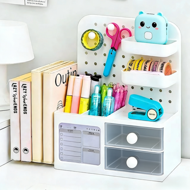 공간절약 서적 수납 서랍형 책상정리함 수납함 사무용품정리함, 1개, 화이트 정리함B