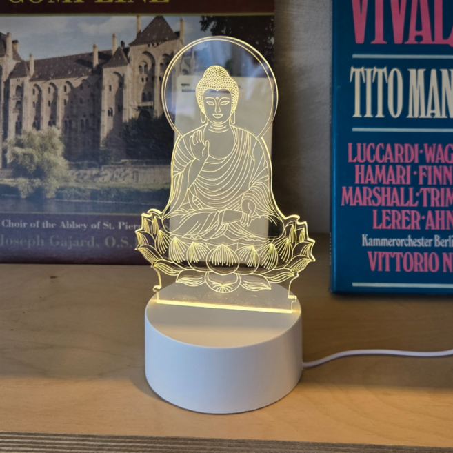 르브아 휴대용 LED 부처님 불상 무드등, 1개, 3색 혼합
