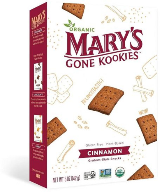 Mary's Gone Crackers 쿠키 과자 메리즈 곤 크래커스 그래햄 글루텐 프리 식물성 간식 계피 5온스 1팩, Graham-Style Kookies, 꿀, 5 온스 (1팩)