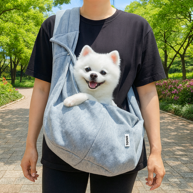 블락키드 초간편 강아지 편한 이동 슬링백, 1개, 그레이