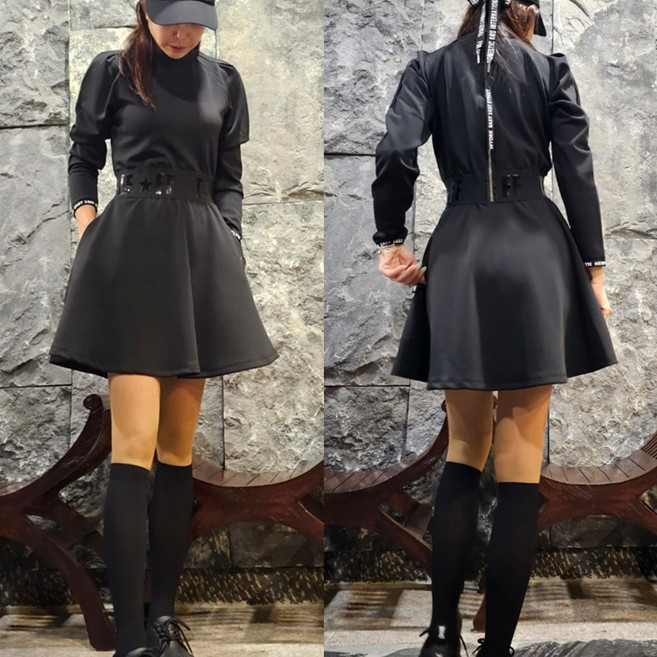 [티오프] 여성 레터링 포인트 네오 봄 가을 골프 원피스