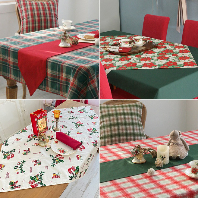 크리스마스 러너 트윈보 8종 식탁 테이블 서랍장 덮개 장식장, 4.그린무지_러너(6인220cm)