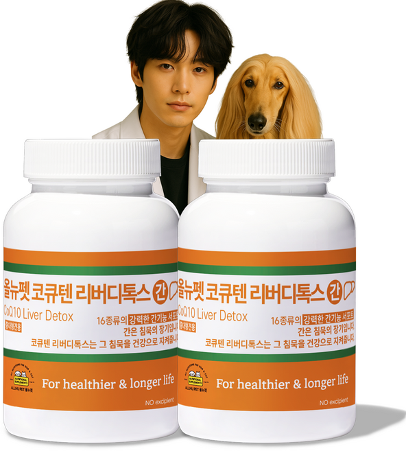 대형견 강아지 간 영양제 간수치 개선 해독 코큐텐 CoQ10 올뉴펫 리버디톡스 프리미엄 보조제 60캡슐, 2개, 간+장건강, 60정