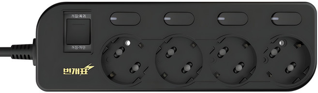 번개표 절전형 뉴개별스위치 멀티탭 4구 M4B-S3/R, 3m, 블랙, 1개