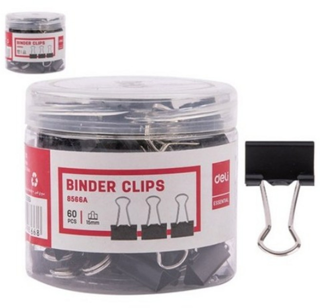 델리 메탈 더블클립 15mm E8566A 블랙, 6호, 60개입, 2개