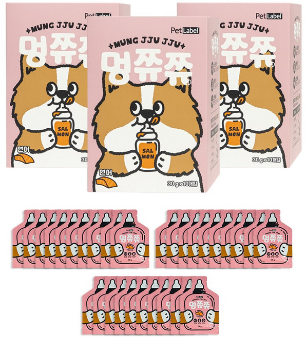 펫라벨 멍쮸쮸 짜먹는 강아지 간식 연어 30개입 (30g x 30ea), 30개, 30g
