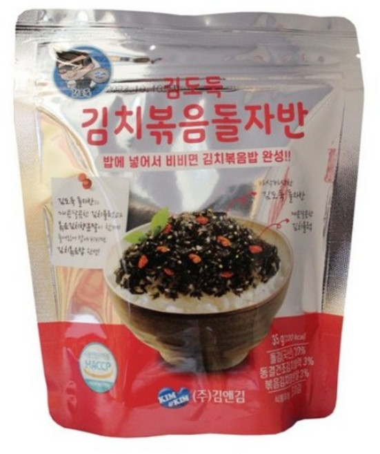 김앤김 김도둑 김치볶음 돌자반 김자반 파래, 6개, 35g