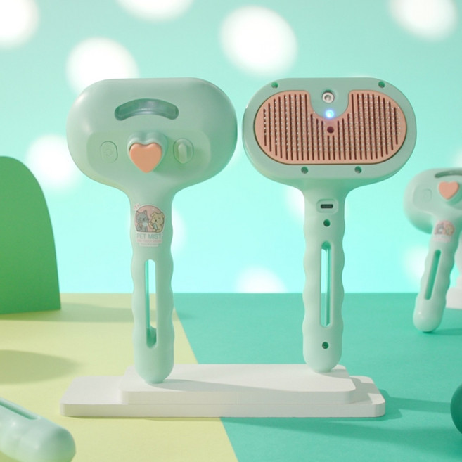 펫미스트 고양이 강아지 털제거 UV살균램프 스팀 브러쉬 원터치 빗 애견 냥이 저자극 슬리커 KC인증, 1개, 펫미스트브러쉬본체