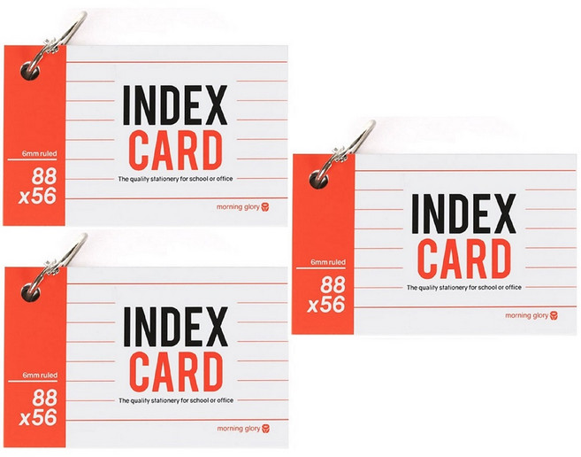 모닝글로리 1300 유선 정보카드 88 x 56 mm 링 단어장, 3개