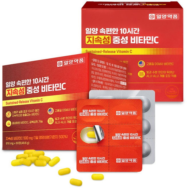 일양약품 속편한 중성 비타민C 고용량 고함량 지속성 비타민씨 4개월분, 60정, 2개