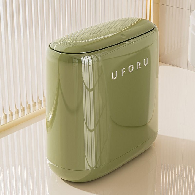 원터치 누름식 휴지통 틈새 방수 커버형, 그린