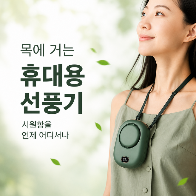 라빈트 휴대용 목걸이 초강력 선풍기 무소음 무선 넥밴드 선풍기, 세이지카키, LAV0603