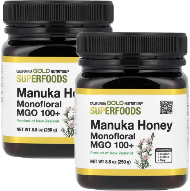 캘리포니아 골드 뉴트리션 CGN 마누카 꿀 MGO 100+ 250g 2통, 2개 - 쿠팡