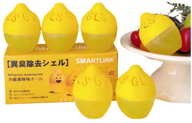 SMARTLINK 冰箱除臭蛋 檸檬造型 冷藏冷凍皆可 6入組, 1套, 6個裝