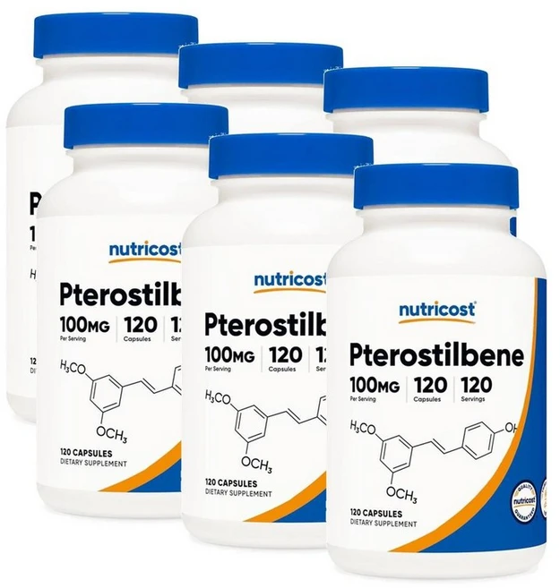 뉴트리코스트 프테로스틸벤 100mg 캡슐 Nutricost Pterostilbene, 120정, 6개 - 쿠팡