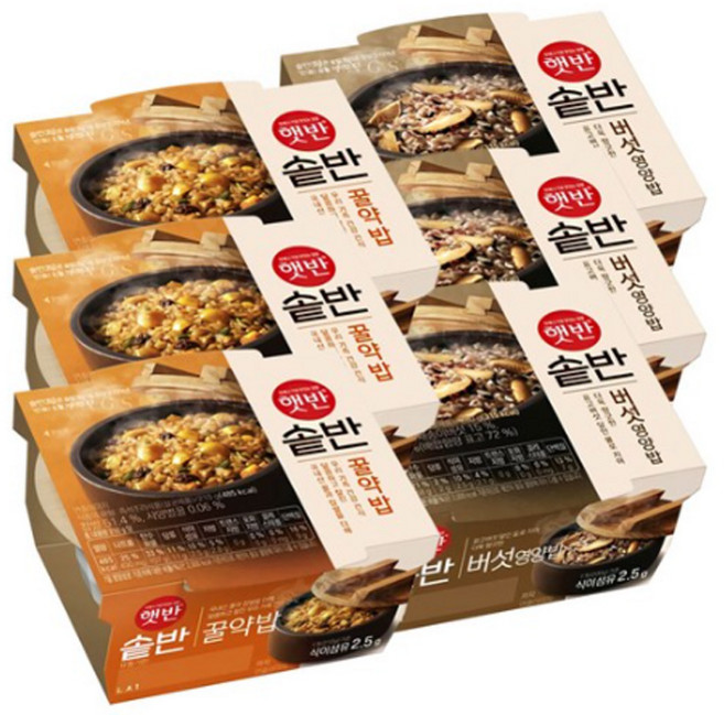 햇반 솥반 버섯 영양밥 200g x 3p + 솥반 꿀약밥 210g x 3p 세트