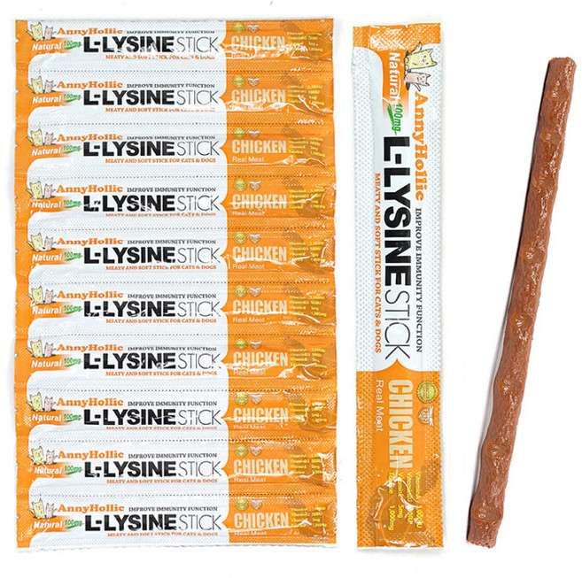 애니홀릭 엘라이신 스틱 10P 고양이간식, 5g, 10개, 치킨&리버