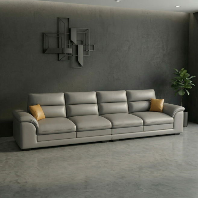 베아트룸 프리미엄 미니멀 3-4인용 가죽 소파 BRD2323, 그레이_280cm